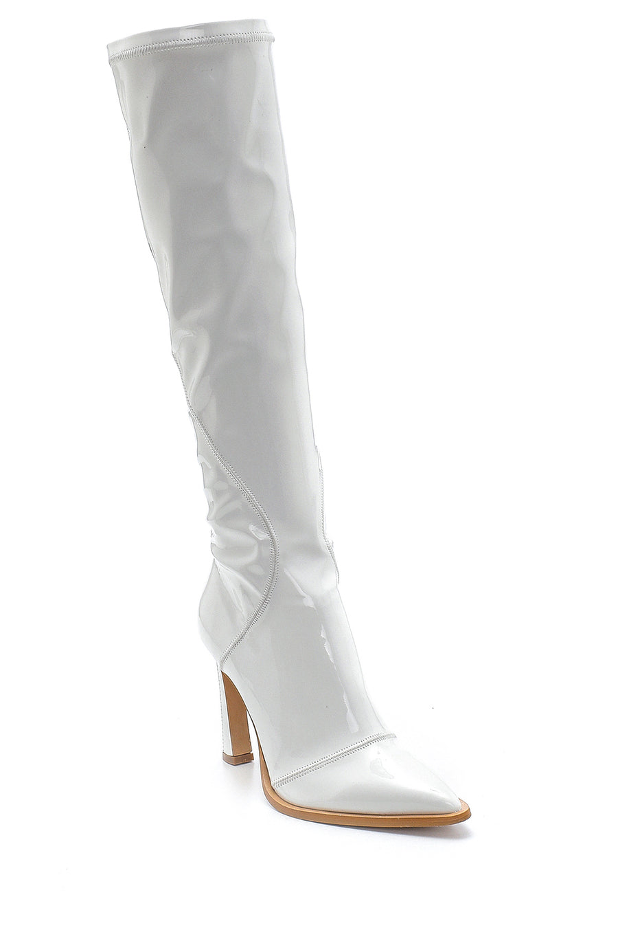 Women's Leather Patent Leather Heeled Boots