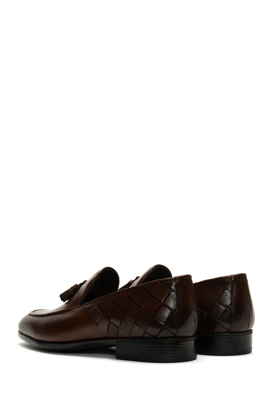 Erkek Deri Örgü Detaylı Klasik Loafer