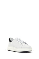 Men's White Lace-up Thick-Sole Leather Sneaker | Derimod
