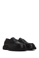 Male Black Thick-Soled Leather Loafer | Derimod