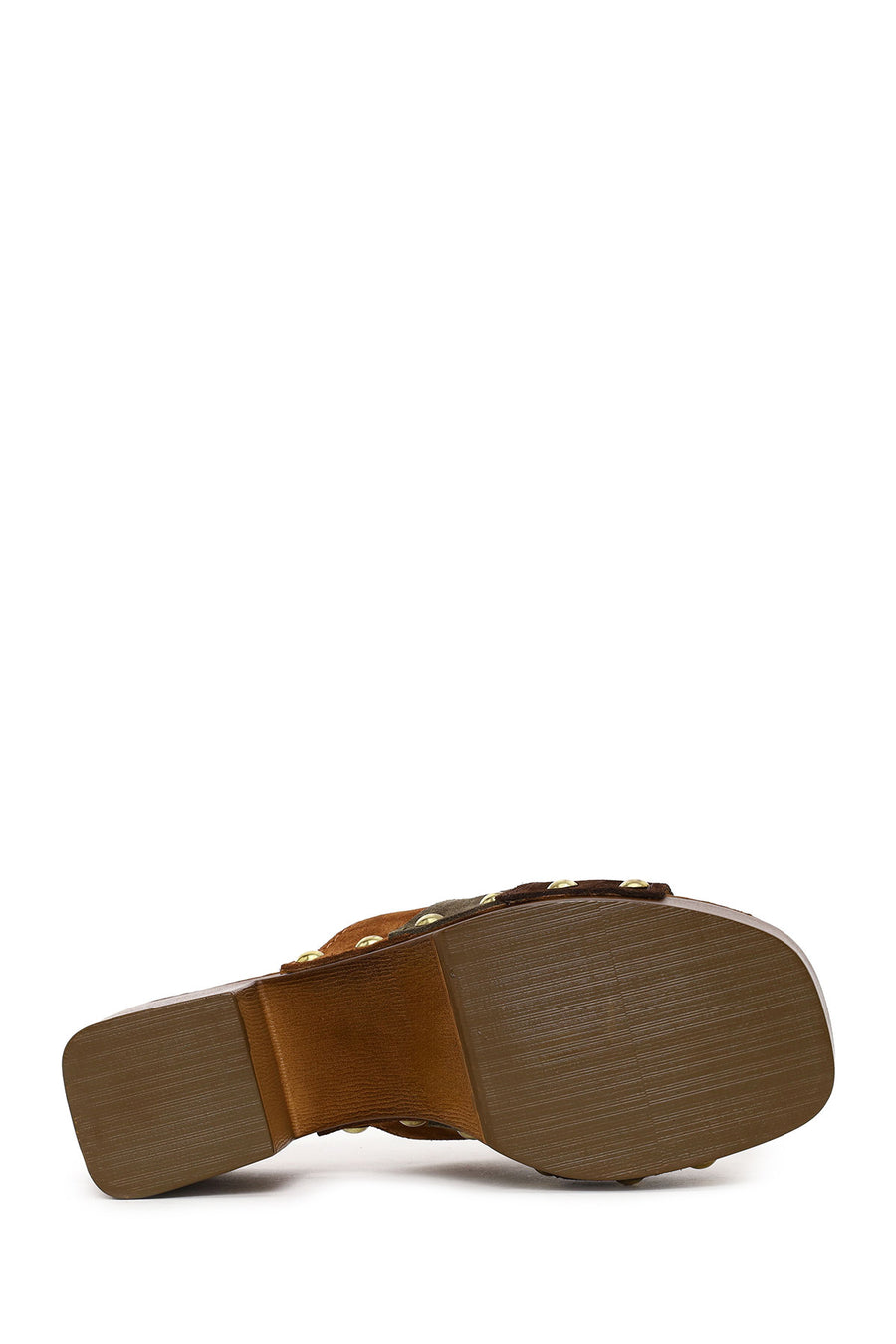 Woman Multicolored Thick-Heeled Suede Slipper
