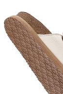 Women's Beige Leather Thick Soled Comfort Slippers | Derimod