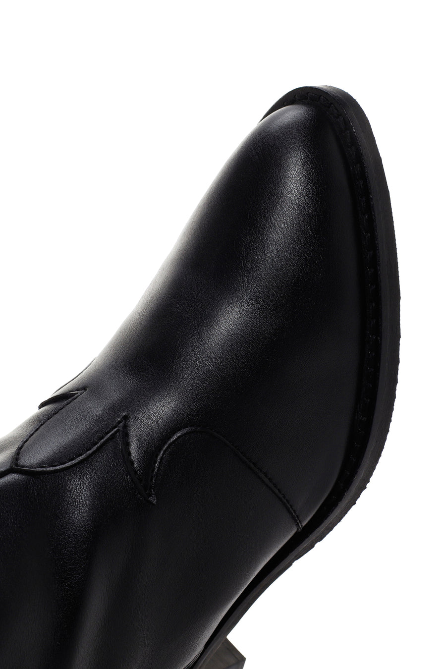 Women's Black Leather Heeled Cowboy Boots
