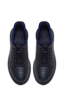 Erkek Lacivert Bağcıklı Deri Sneaker | Derimod