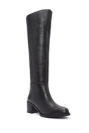 Women's Black Thick Heel Leather Boots | Derimod