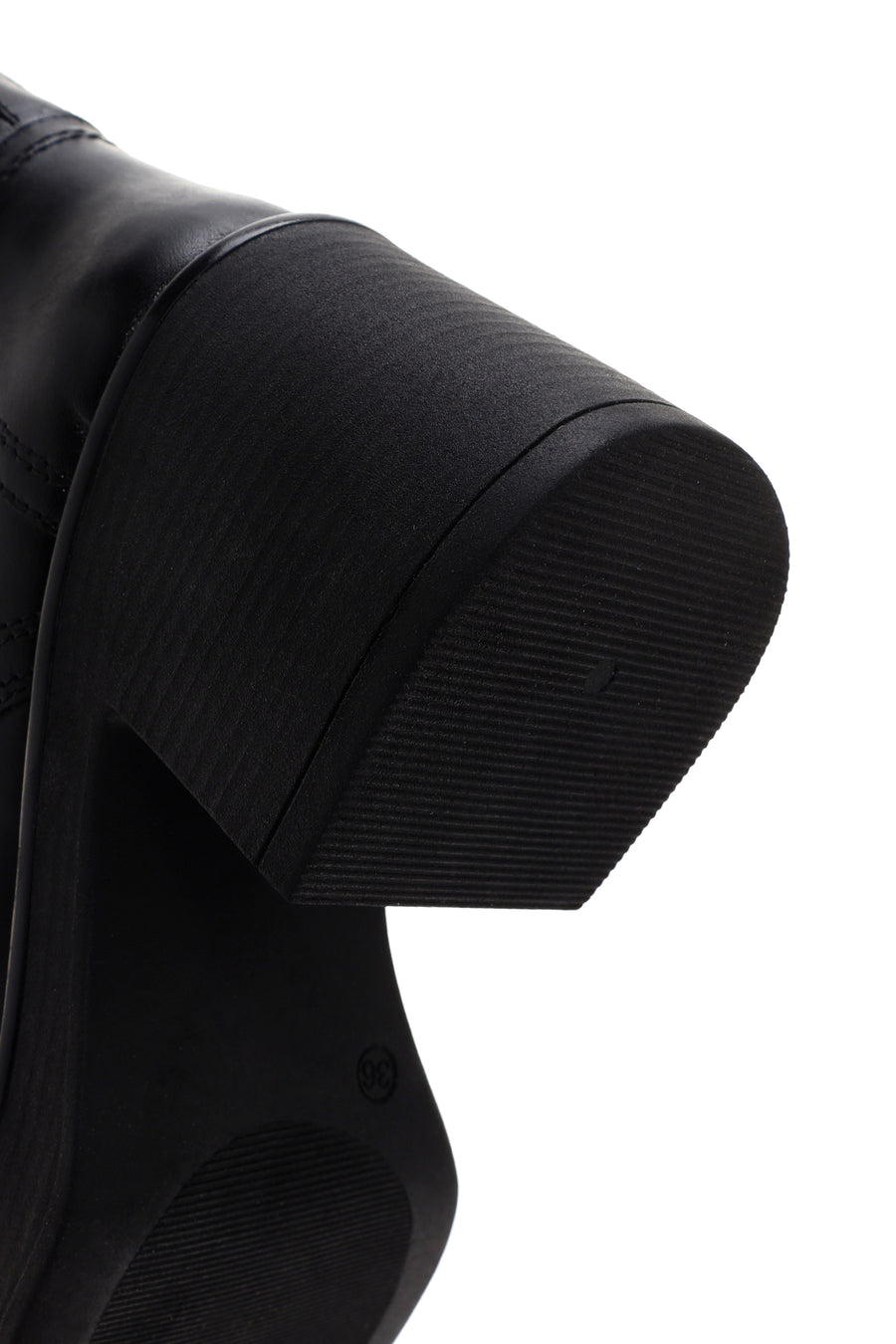 Women's Black Leather Heeled Boots