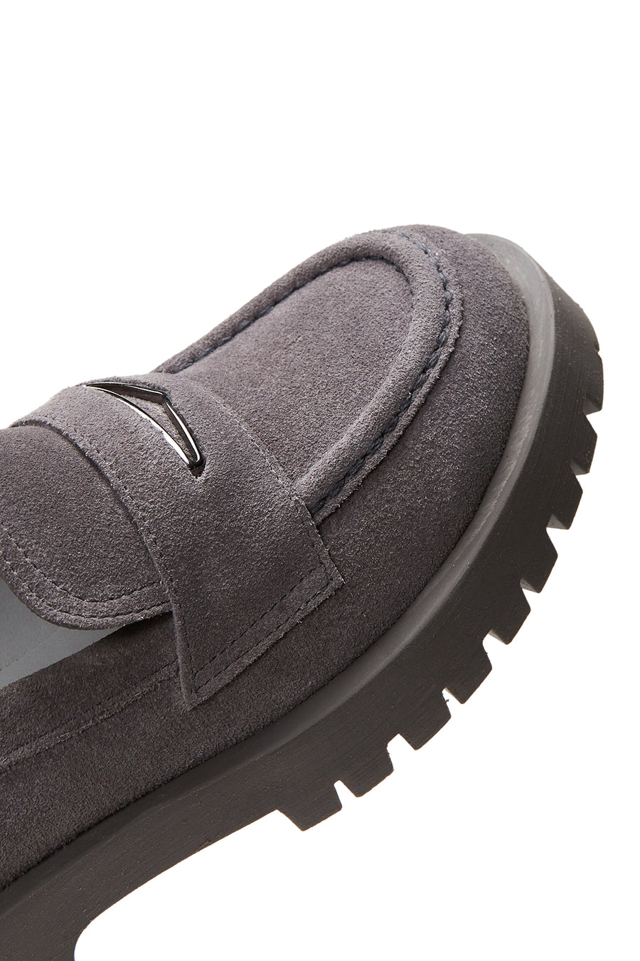 Women's Gray Leather Suede Masculine Loafer