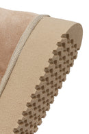Woman Beige Patterned Suede Teddy Boots | Derimod
