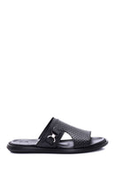 Men's Leather Printed Slippers | Derimod