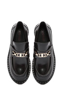Women's Black Buckle Detailed Masculine Loafer | Derimod