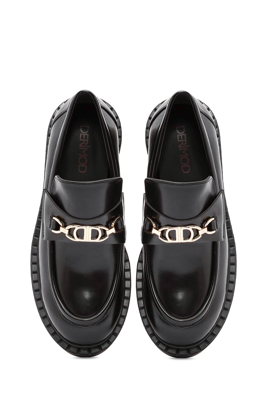 Women's Black Buckle Detailed Masculine Loafer