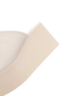 Women's Beige Leather Wedge Heel Slippers | Derimod