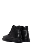 Male Black Double Zip Closure Leather Boots | Derimod
