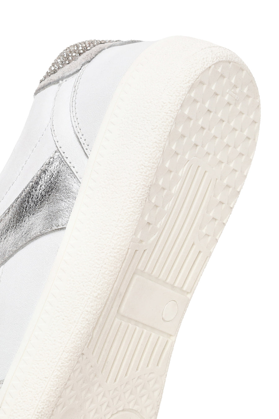 Kadın Beyaz Bağcıklı Kalın Tabanlı Taşlı Deri Sneaker