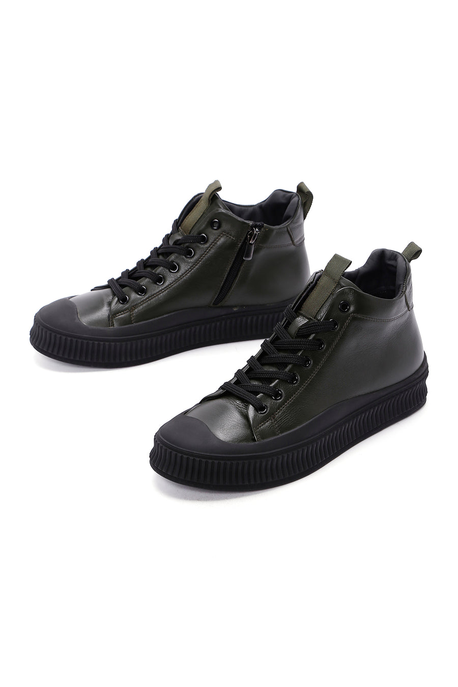 Men's Khaki Leather High Top Sneaker
