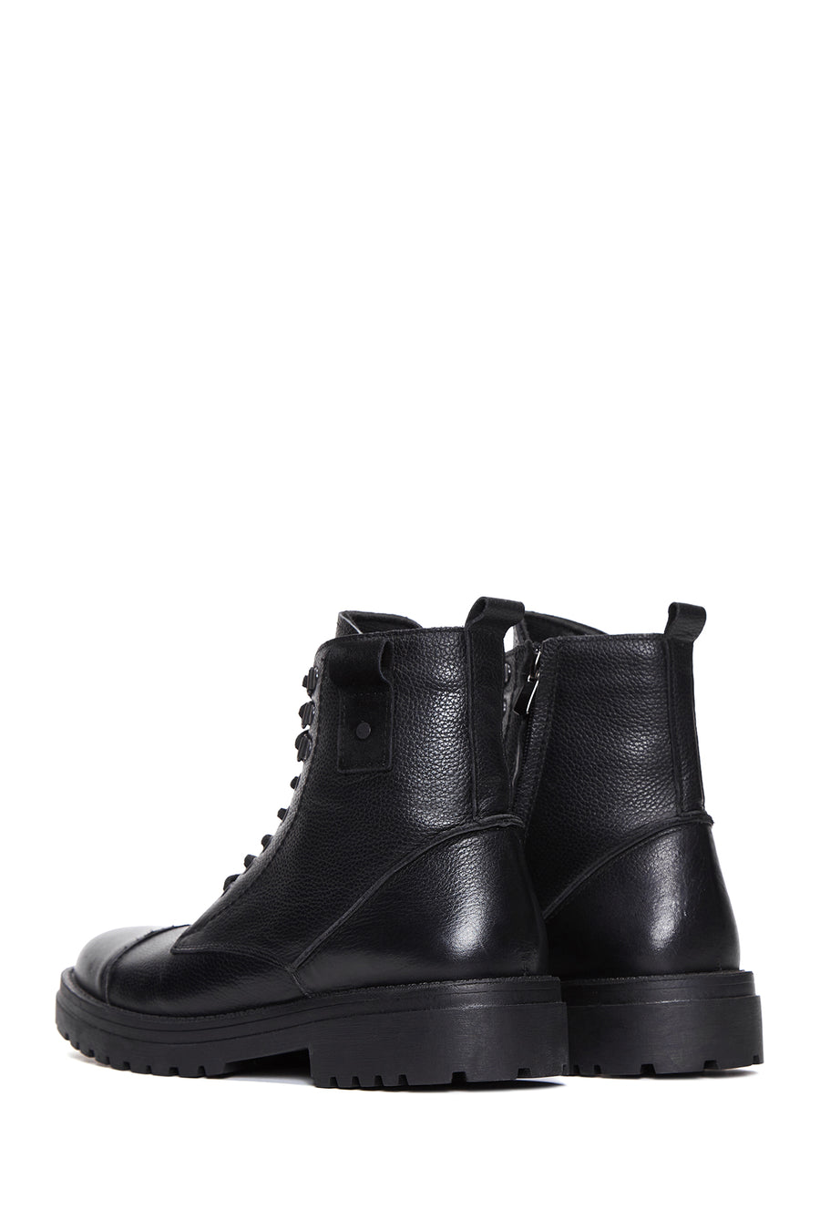 Men's Black Leather Zippered Boots