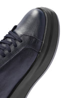 Men's Navy Blue Lace-Up Leather Sneaker | Derimod