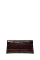 Woman Brown Croc-Pattern Clutch Bag | Derimod