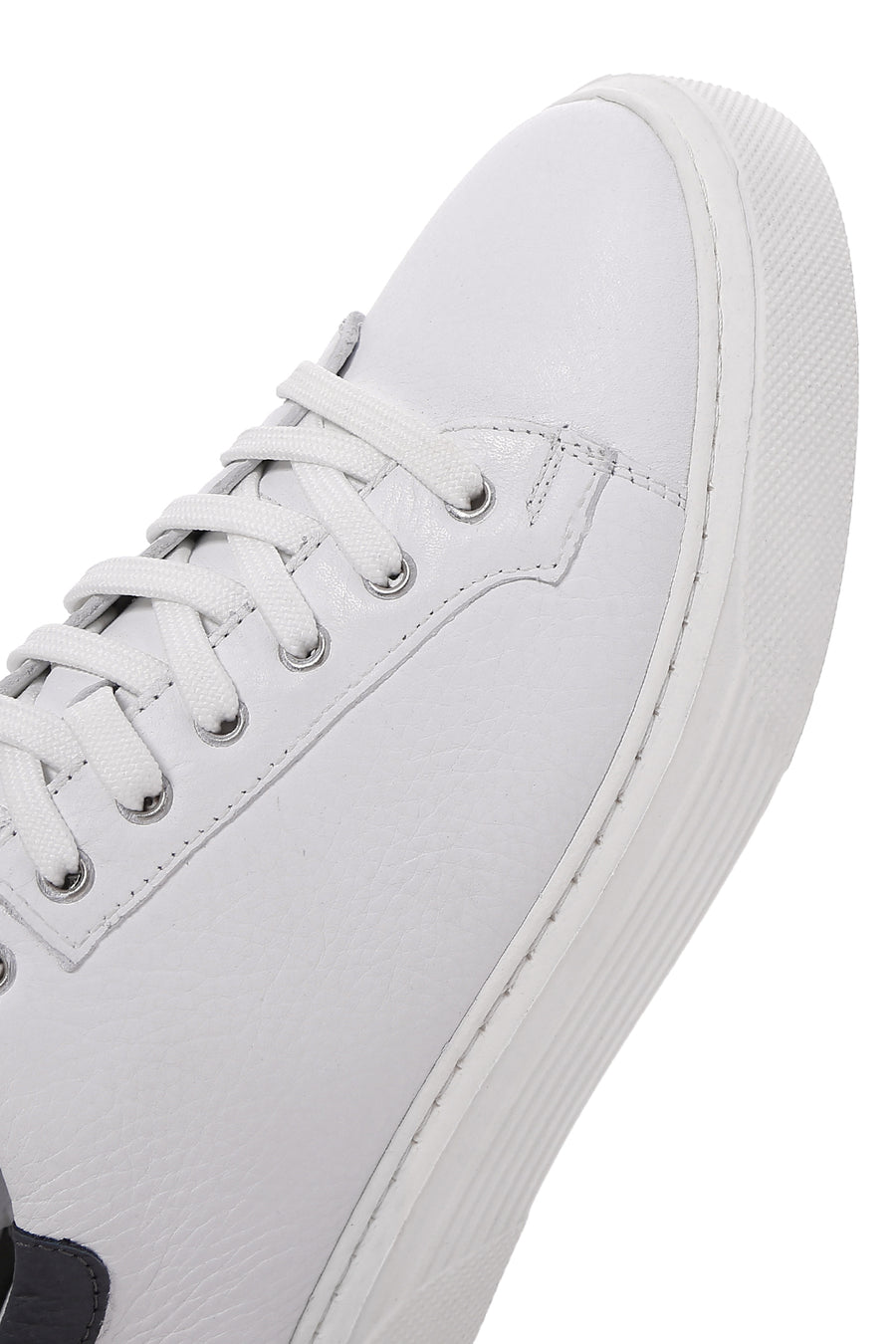 Erkek Beyaz Bağcıklı Deri Sneaker