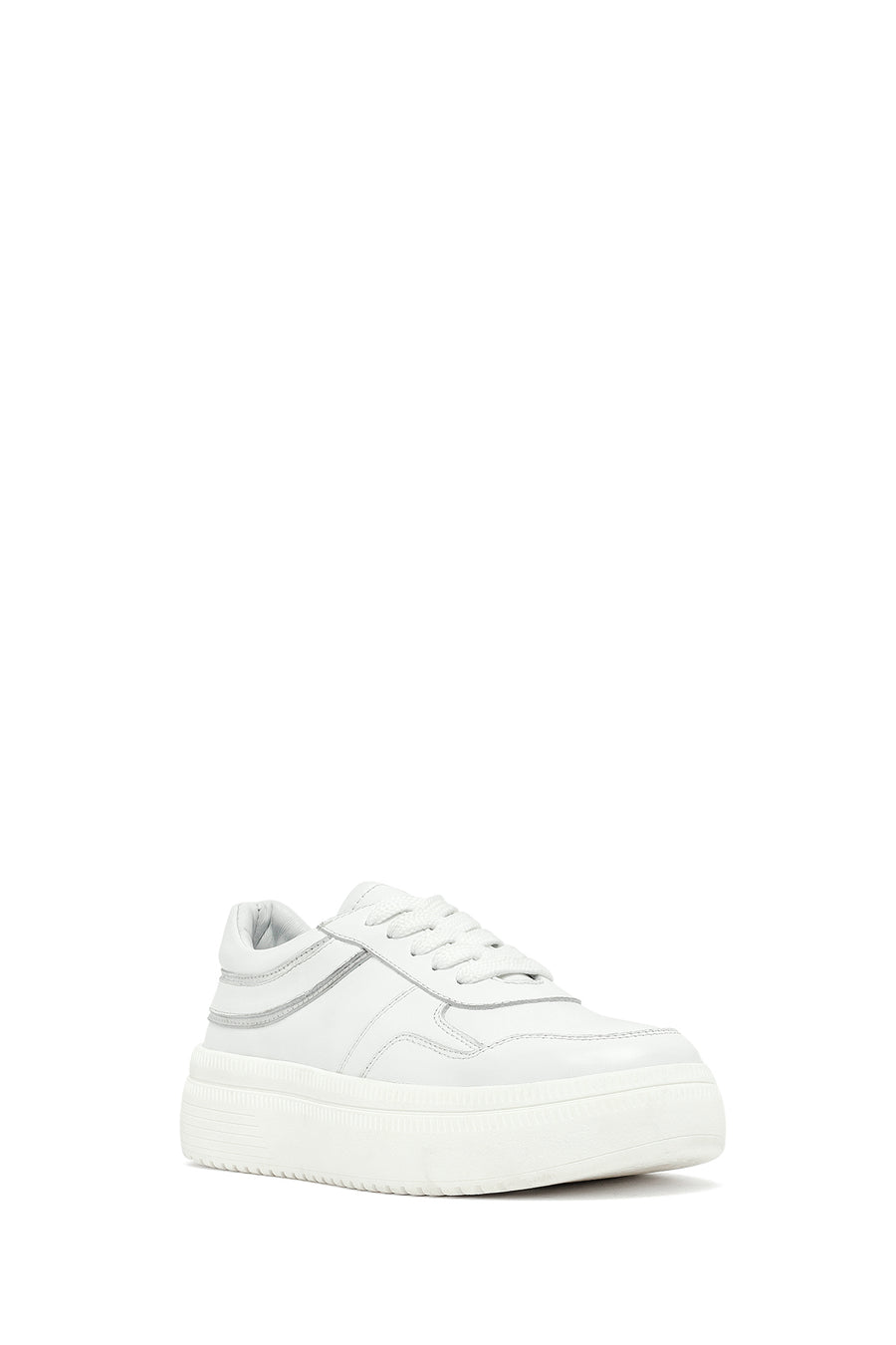 Kadın Beyaz Bağcıklı Kalın Tabanlı Deri Sneaker
