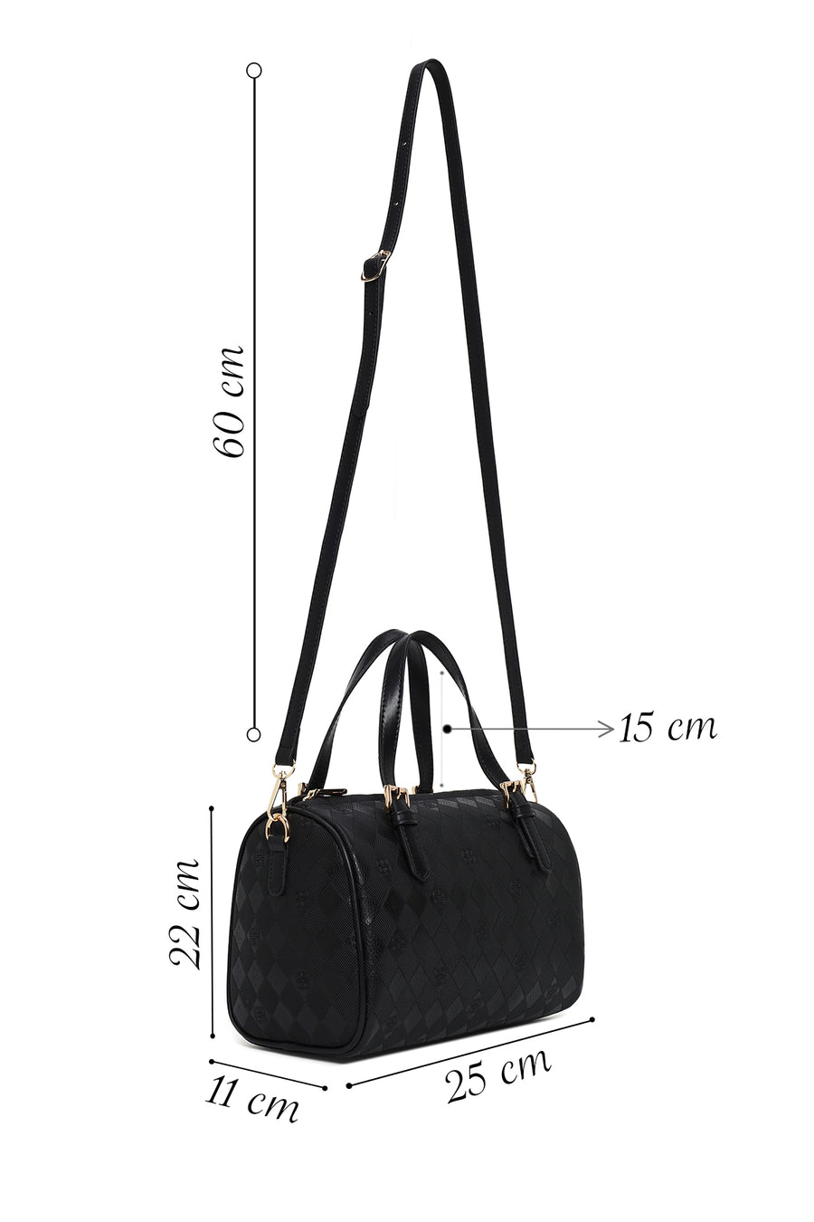 Woman Black Long-Strap Printed Shoulder Bag