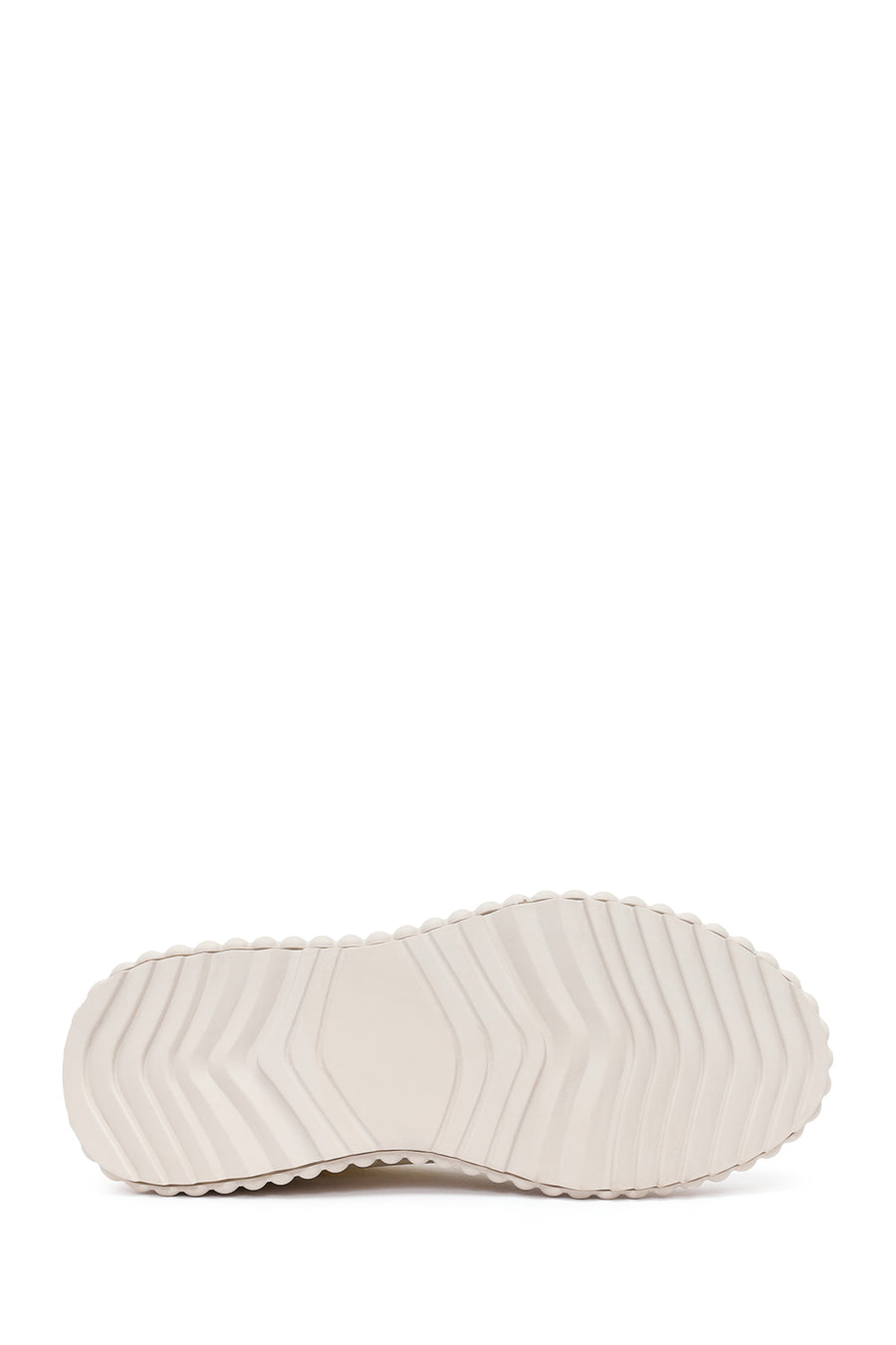 Kadın Beyaz Bağcıklı Desenli Kalın Tabanlı Kumaş Sneaker