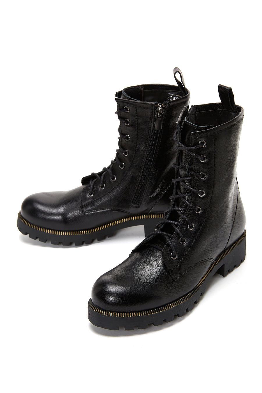 Women's Black Leather Zippered Boots