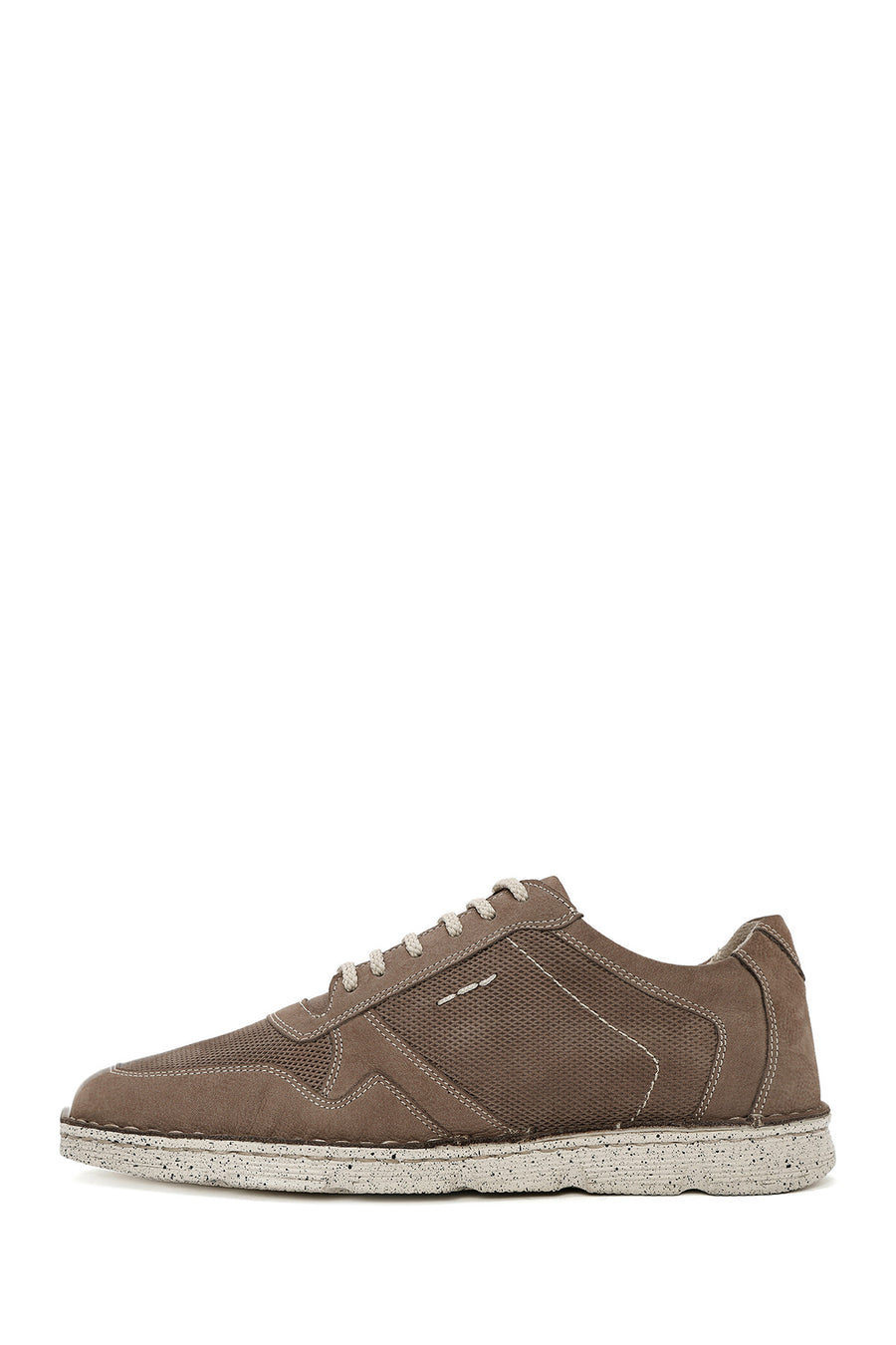 Men's Beige Lace-Up Nubuck Leather Comfort Casual Shoes