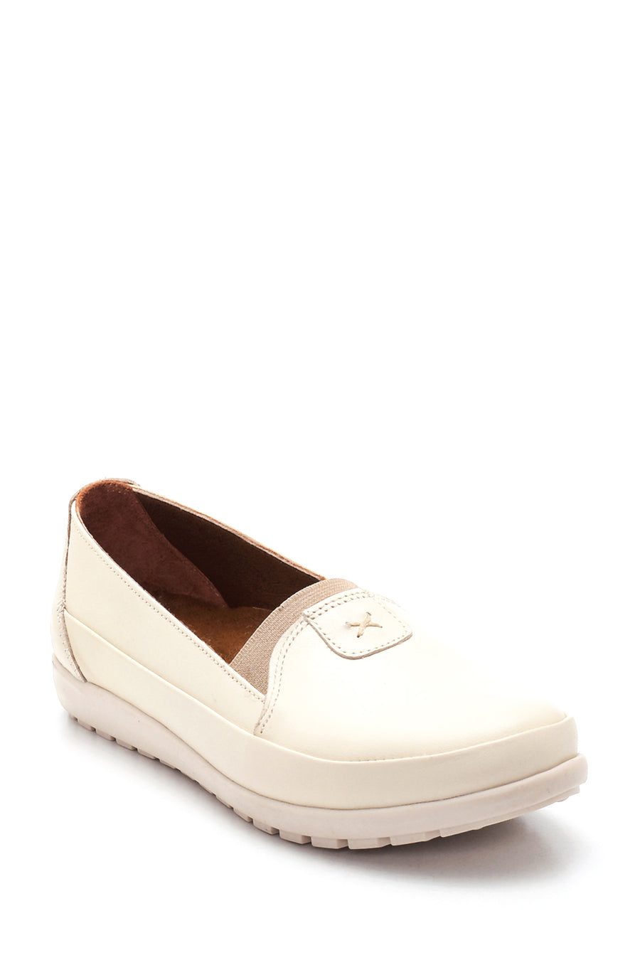 Women's Beige Leather Comfort Loafer