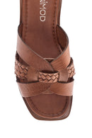 Women's Leather Knit Detailed Slippers | Derimod