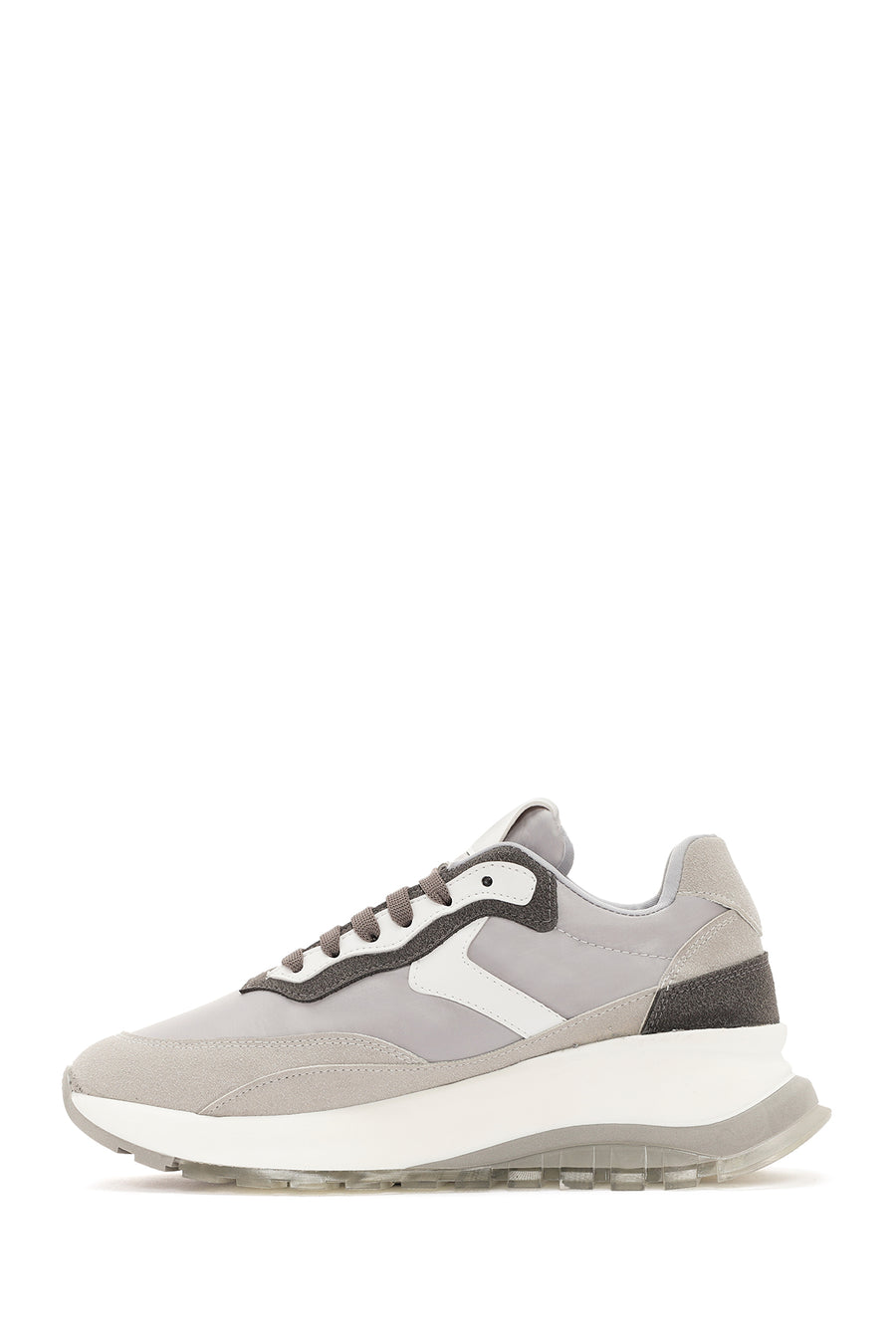 Women's Gray Lace-up Thick-Sole Sports Sneaker