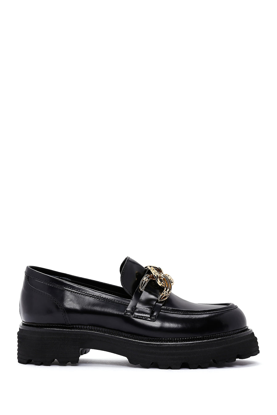 Kadın Siyah Rugan Deri Tokalı Casual Loafer 23WFD185922 | Derimod