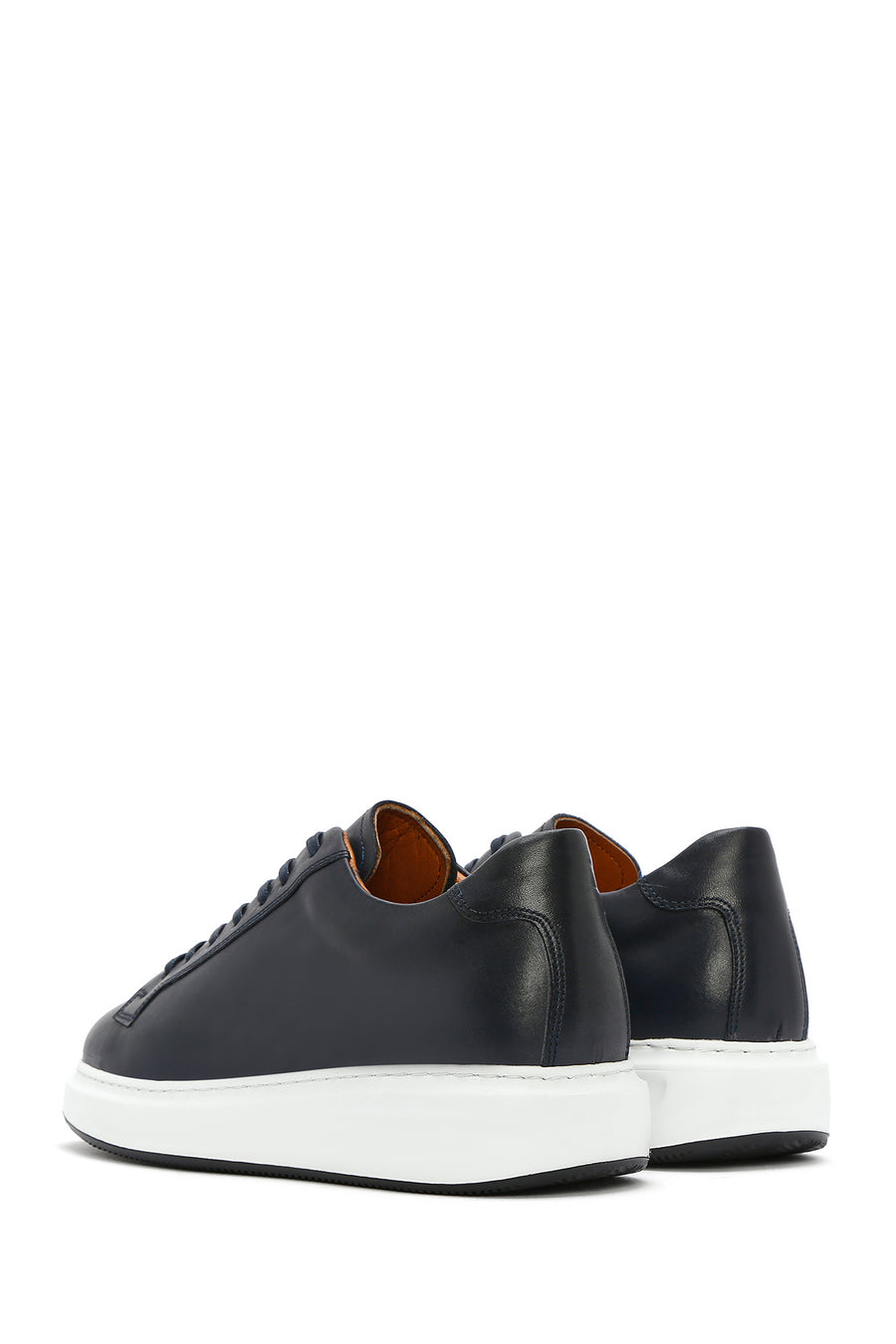 Men's Navy Blue Lace-Up Leather Sneaker