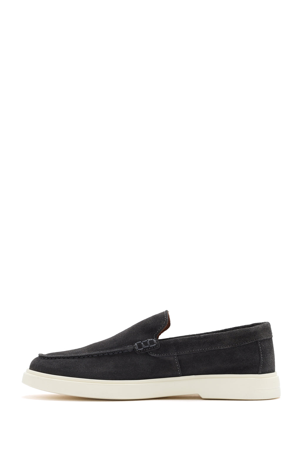 Erkek Gri Süet Deri Casual Loafer