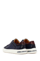 Erkek Lacivert Bağcıklı Deri Sneaker | Derimod