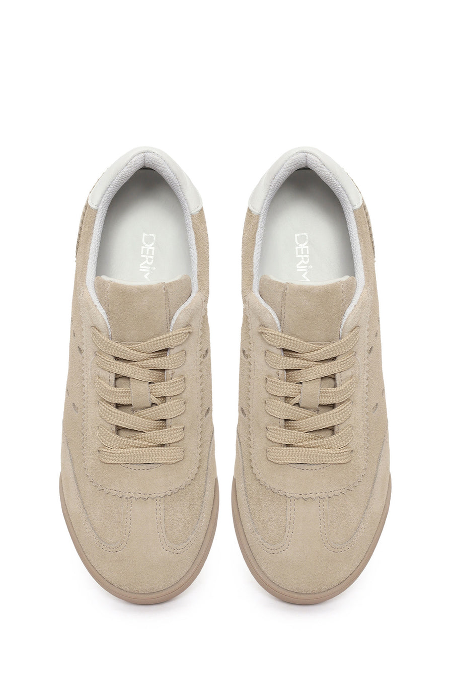 Kadın Bej Bağcıklı Süet Deri Sneaker