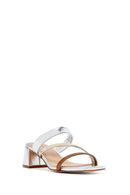 Woman Bronze Short Thick Heel Metallic Slippers | Derimod