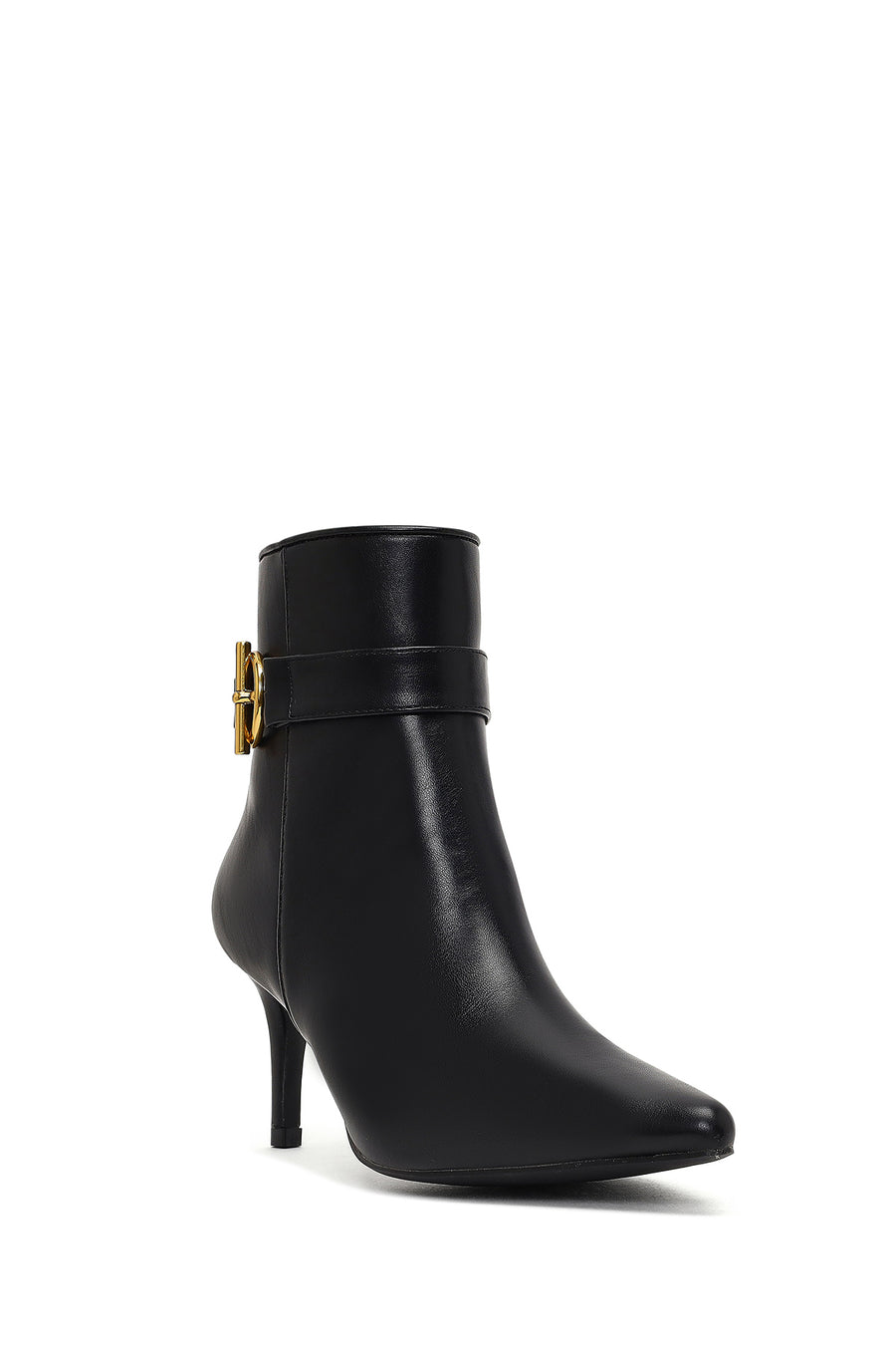 Women's Black Zippered Thin Heeled Boots
