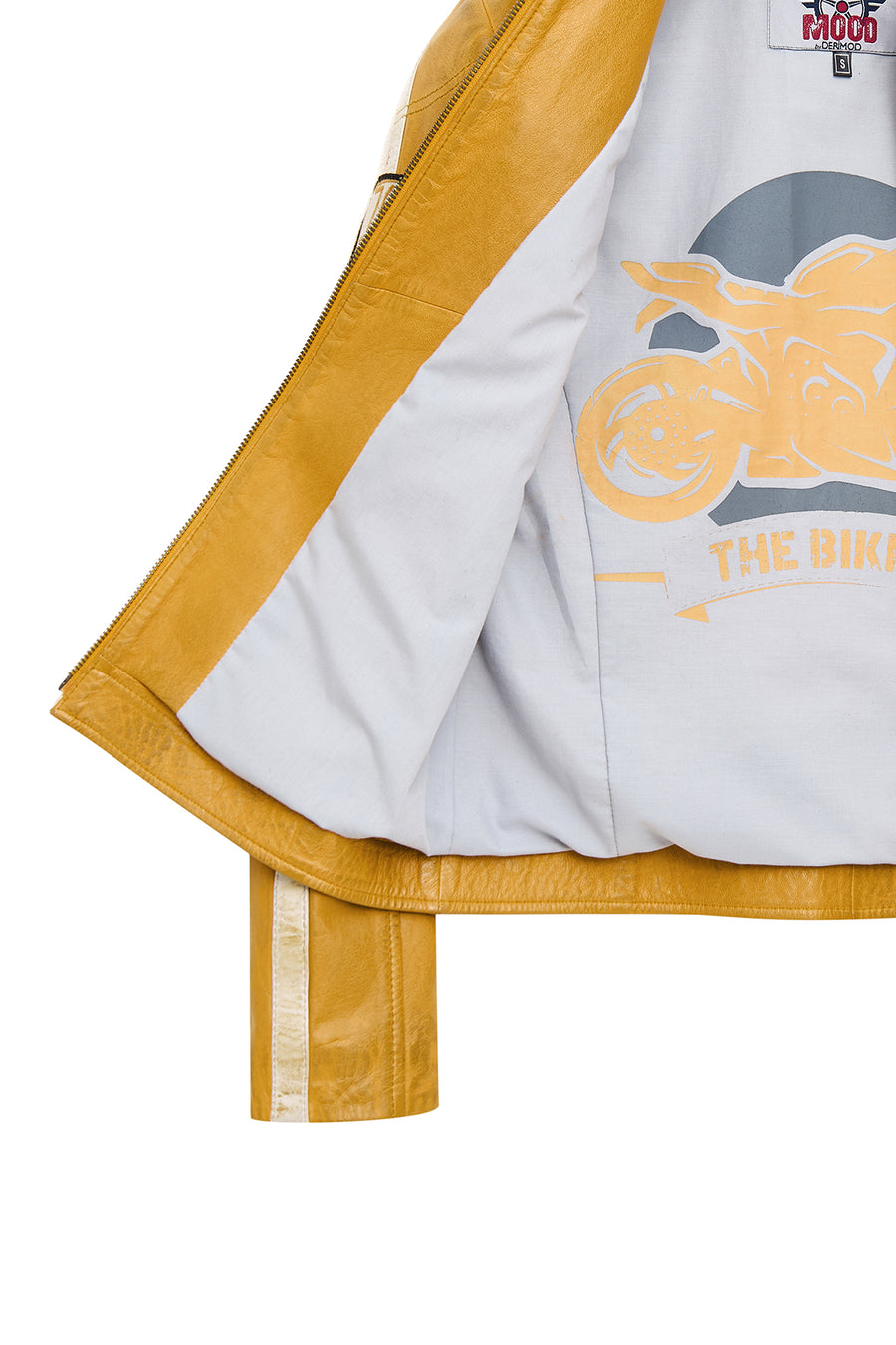 Champs Women's Yellow Embroidered Short Leather Jacket