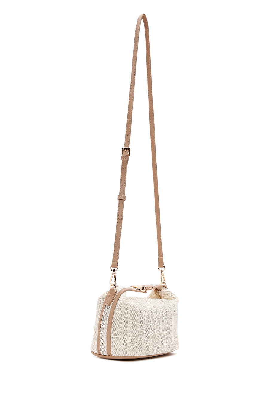 Women's Cream Long Straw Mini Handbag