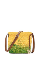 Women's Yellow Green Long Strap Straw Crossbody Bag | Derimod