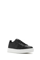 Erkek Siyah Bağcıklı Kalın Tabanlı Baskılı Deri Sneaker | Derimod