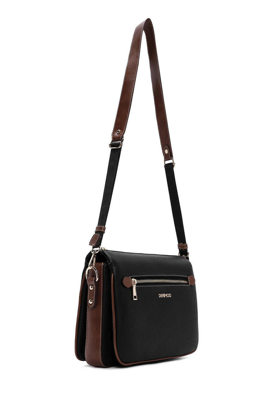 Woman Black Long-Strap Crossbody Bag