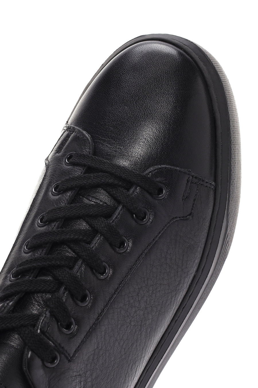 Erkek Siyah Bağcıklı Deri Sneaker
