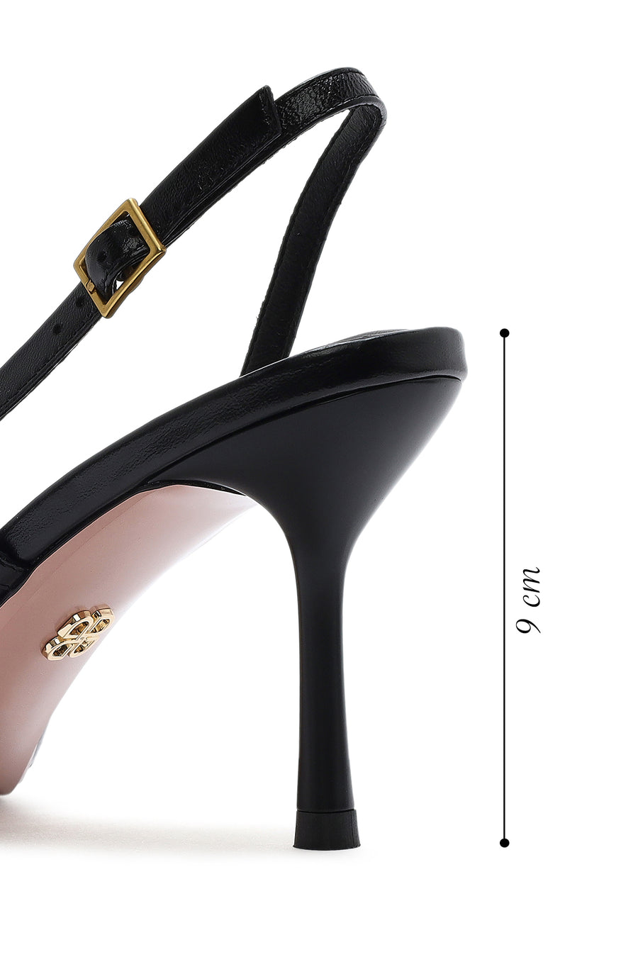 Women's Black Open Back Thin Heeled Leather Shoes