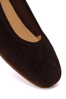 Woman Brown Suede Leather Ballet Flat | Derimod