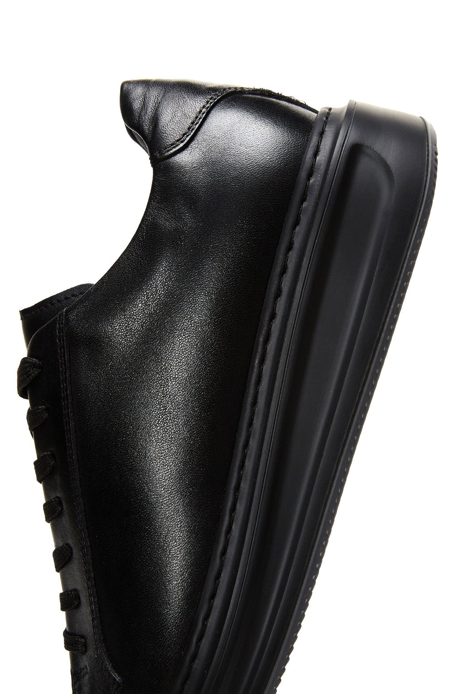 Men's Black Lace-up Leather Sneaker