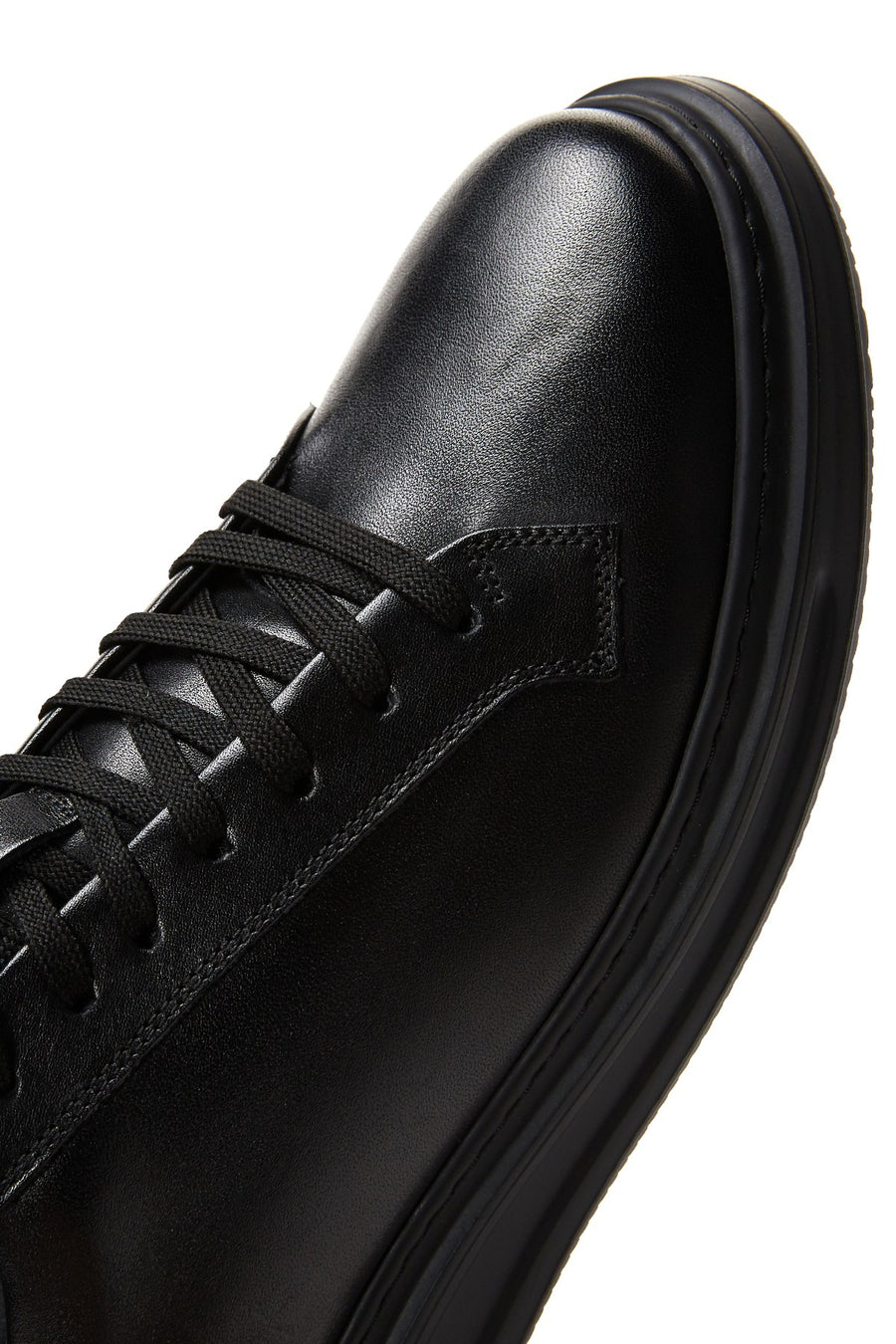 Erkek Siyah Bağcıklı Deri Sneaker