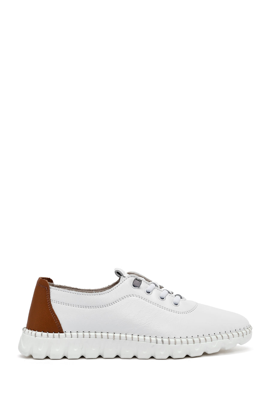 Kadın Beyaz Bağcıklı Deri Sneaker 25SFD501618 | Derimod