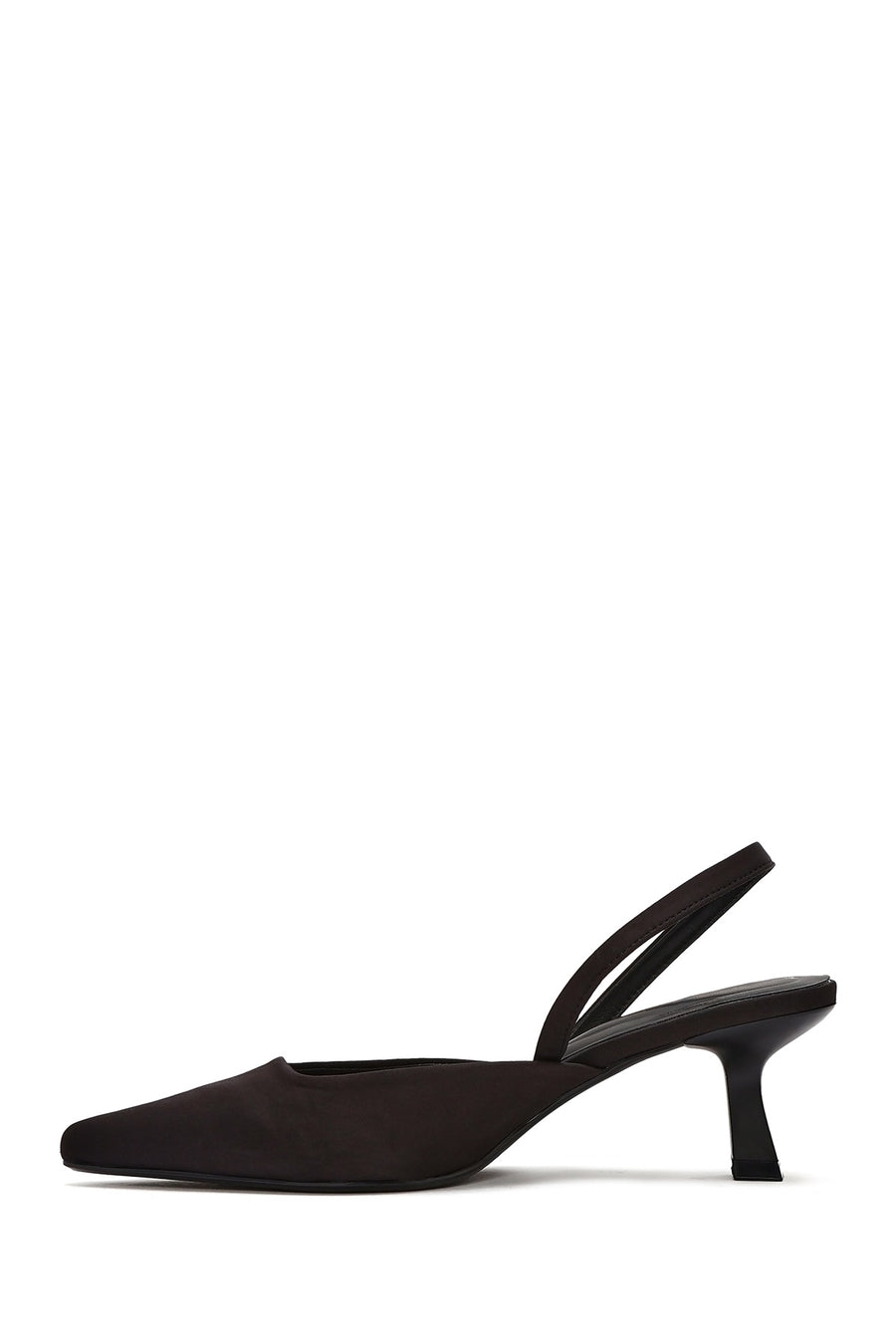 Women's Black Open Back Short Chunky Heel Fabric Shoes